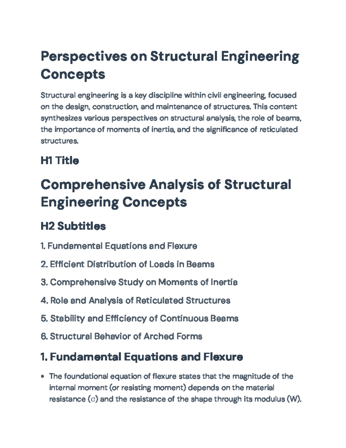 Comprehensive Perspectives on Structural Engineering Concepts ...