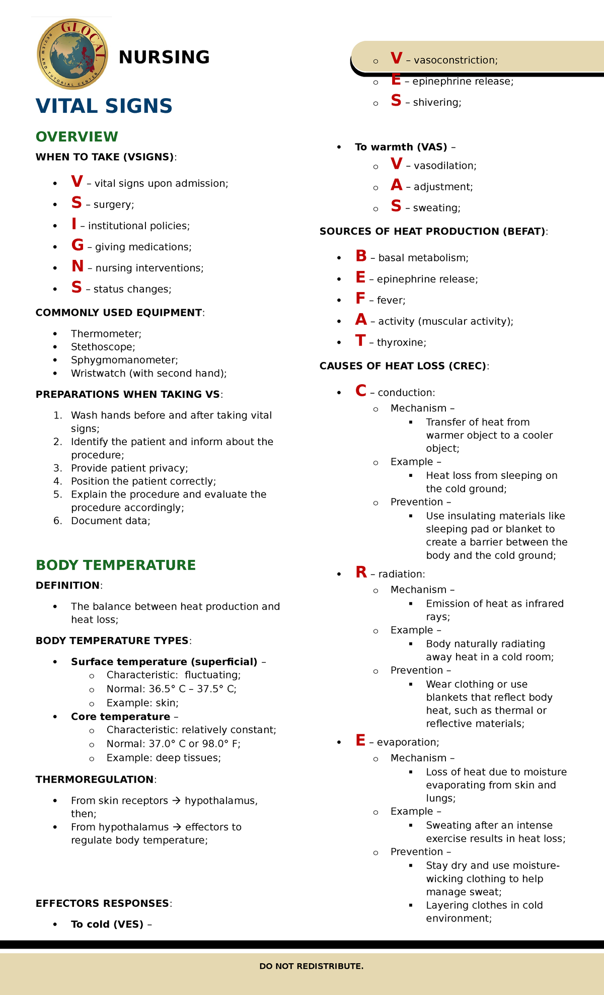Fundamentals of Nursing - NURSING FUNDAMENTALS VITAL SIGNS OVERVIEW ...