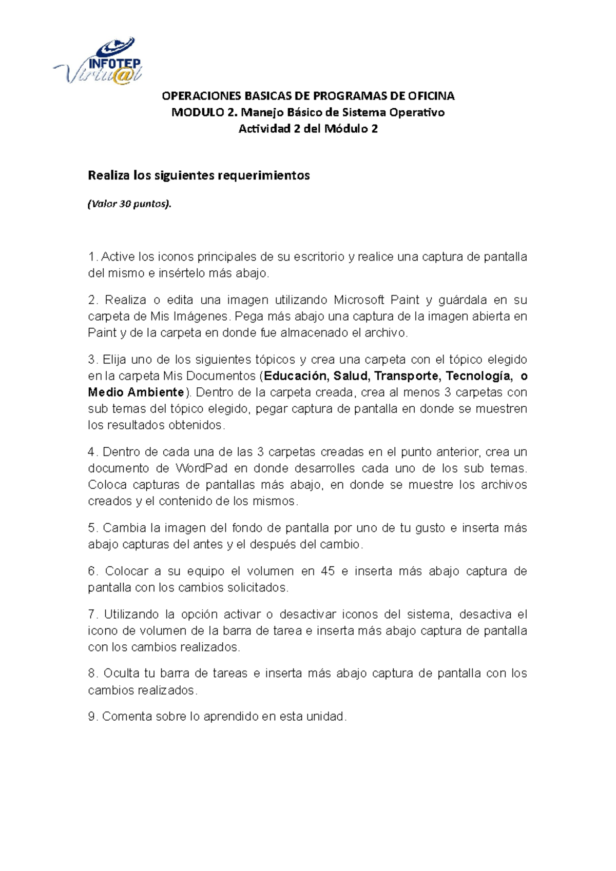 Actividad 2. Módulo 2 - OPERACIONES BASICAS DE PROGRAMAS DE OFICINA