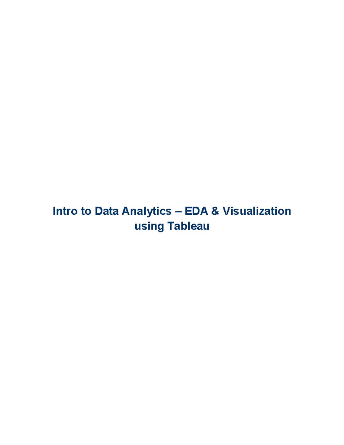 Intro to Data Analytics EDA & Visualization with Tableau Lesson Plan ...