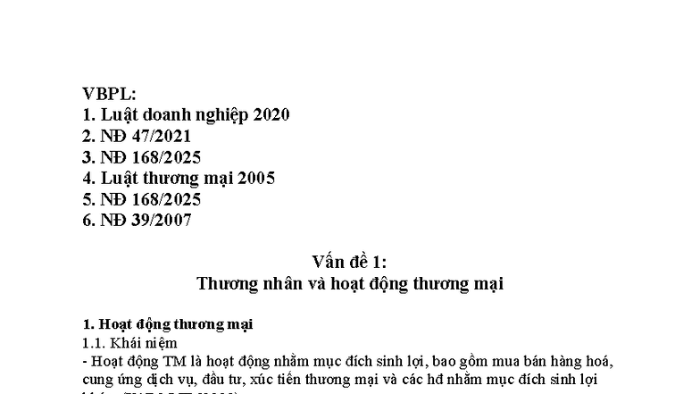 VBPL: Ghi Chép Luật Thương Mại 2020 - Thương Nhân và Hoạt Động Thương ...