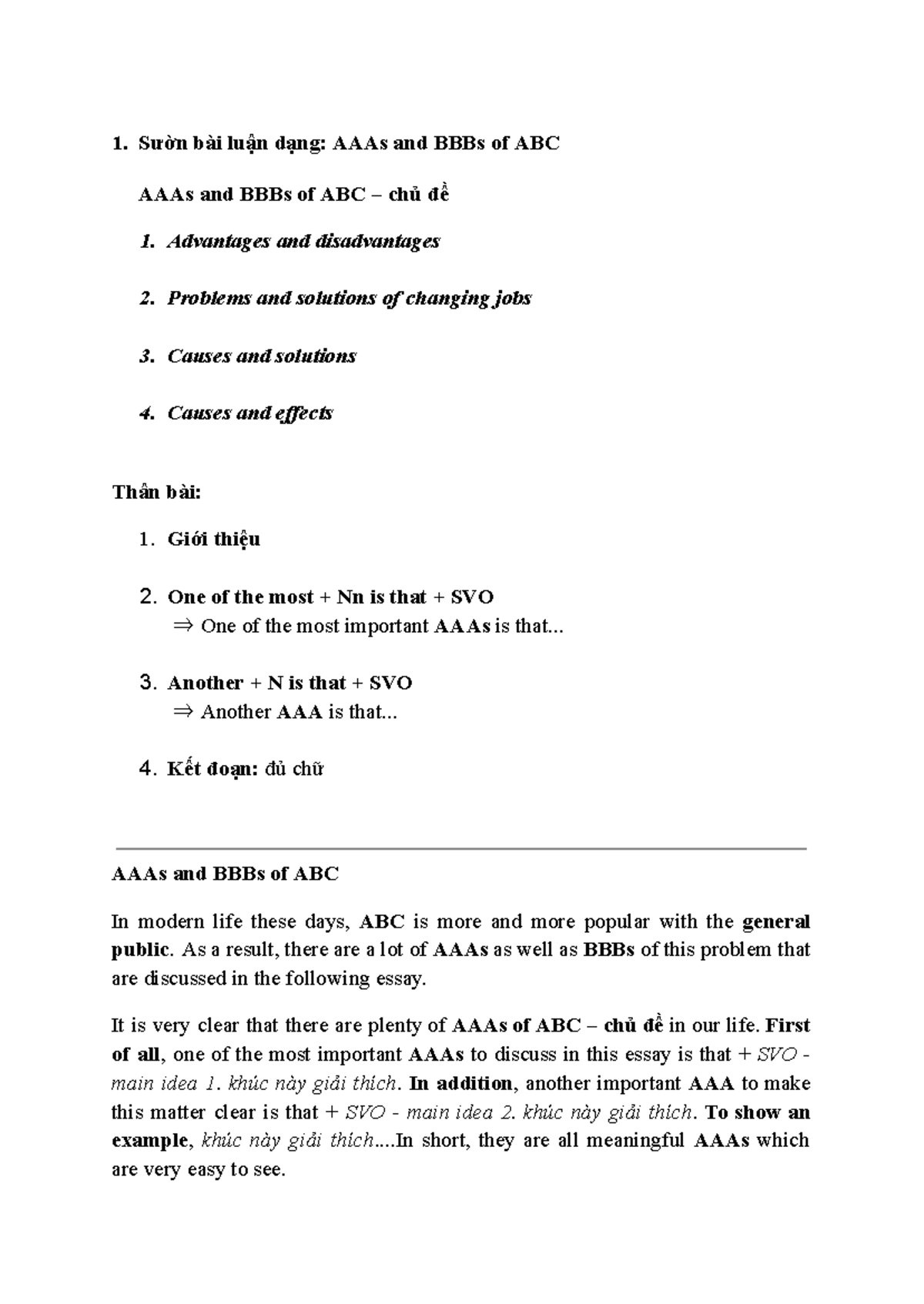 Writing and Speaking Strategies for ABC Course - Studocu