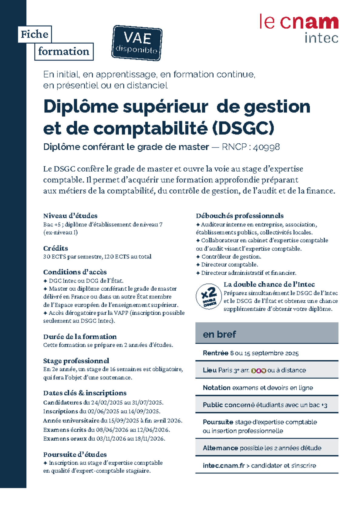 DSGC Formation: Diplôme Supérieur de Gestion et Comptabilité - Studocu