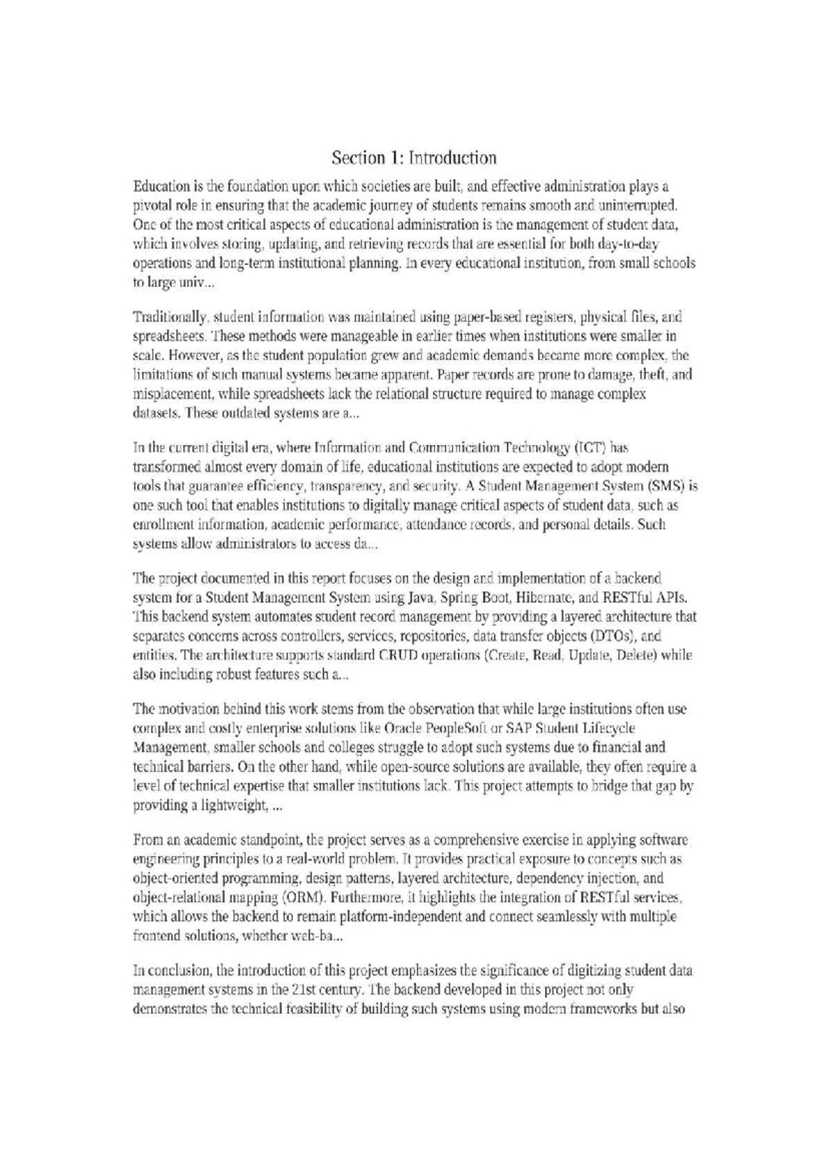 Student Management System (SMS) Backend Design & Implementation - Studocu