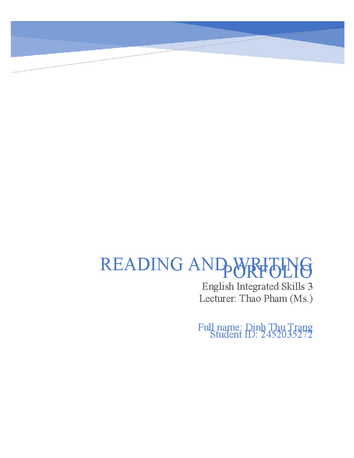 EIS3 Final Portfolio Submission Guidelines: Reading & Writing Insights ...