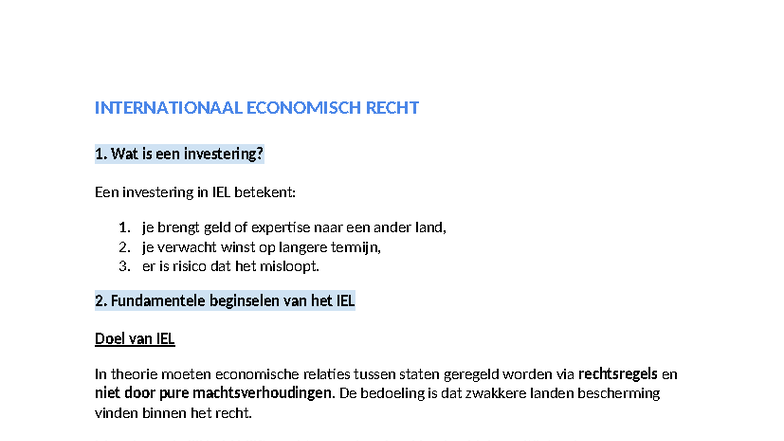 10 Internationaal Economisch Recht: Investeringen en Protectionisme ...