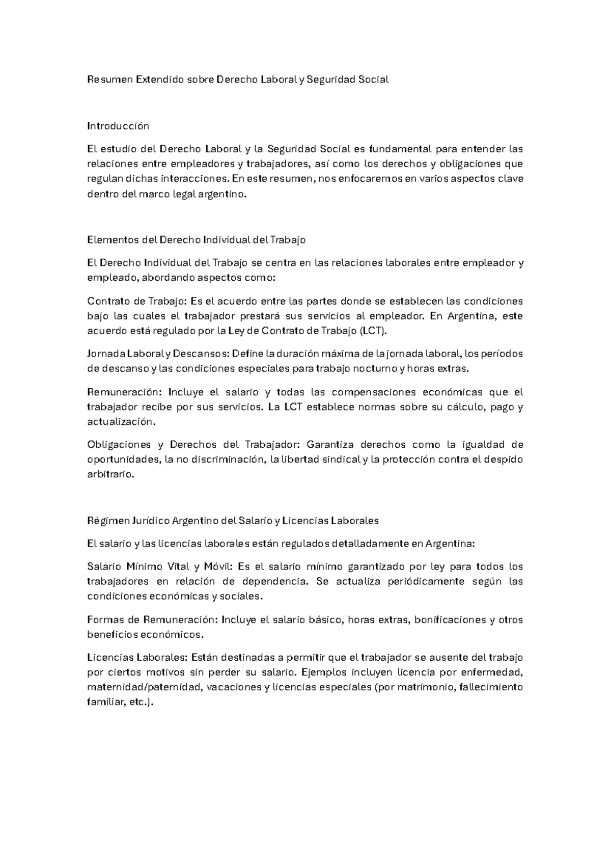 Resumen derecho laboral y de la seguridad social - Resumen Extendido ...