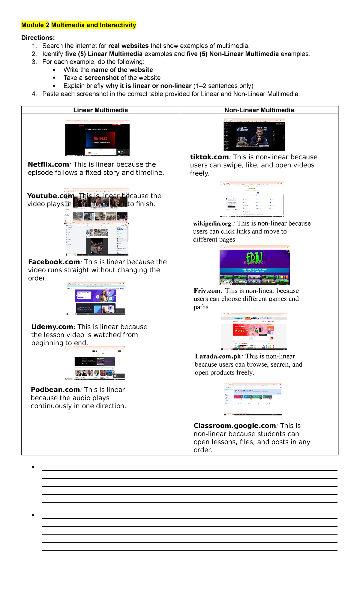 Module 2: Multimedia & Interactivity Examples Analysis - Studocu