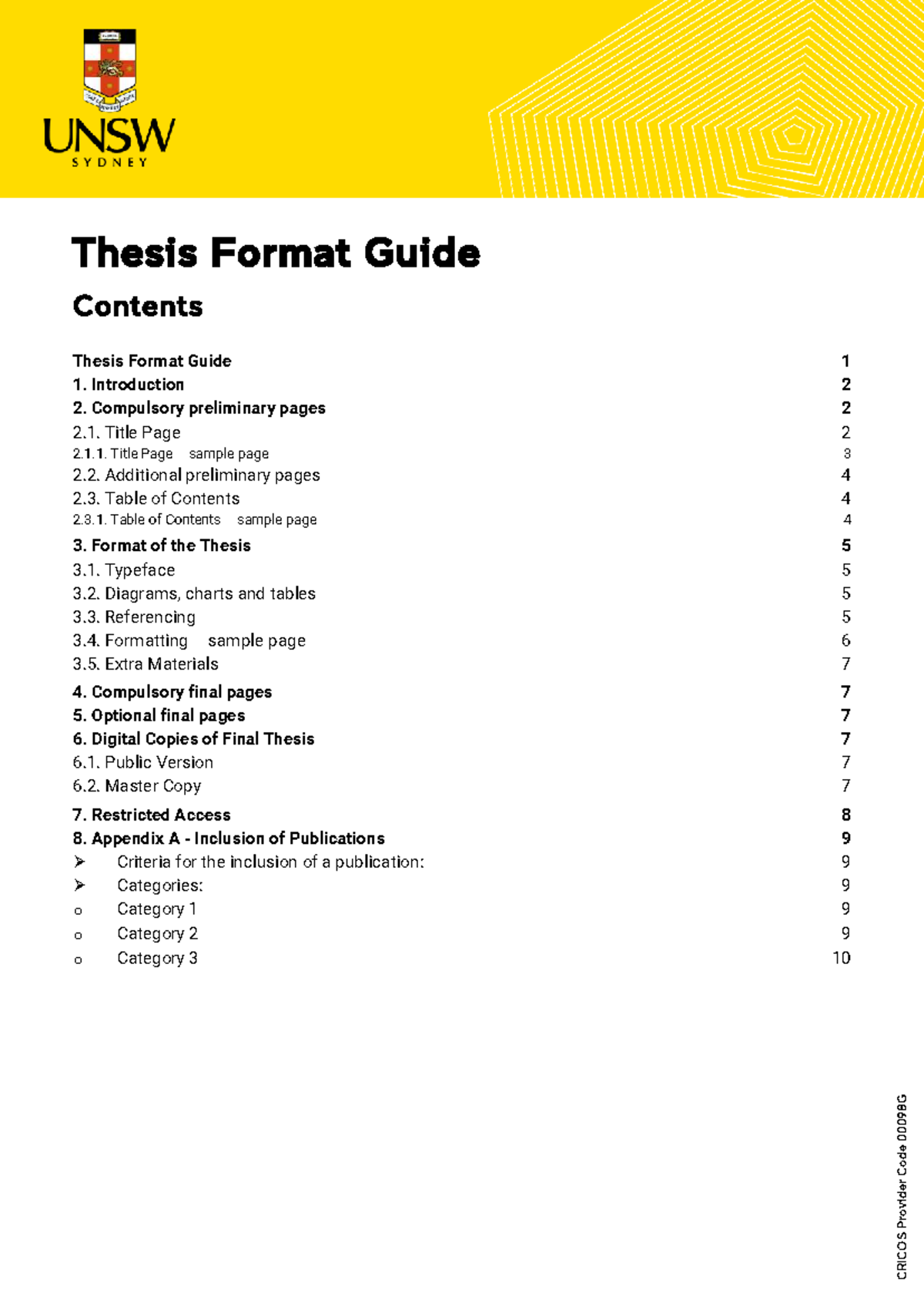 Thesis Format Guide - T2 25 for UNSW HDR Candidates - Studocu