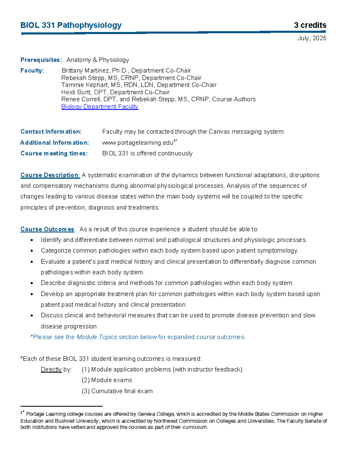 BIOL 331 Pathophysiology Course Overview and Study Guide - Studocu
