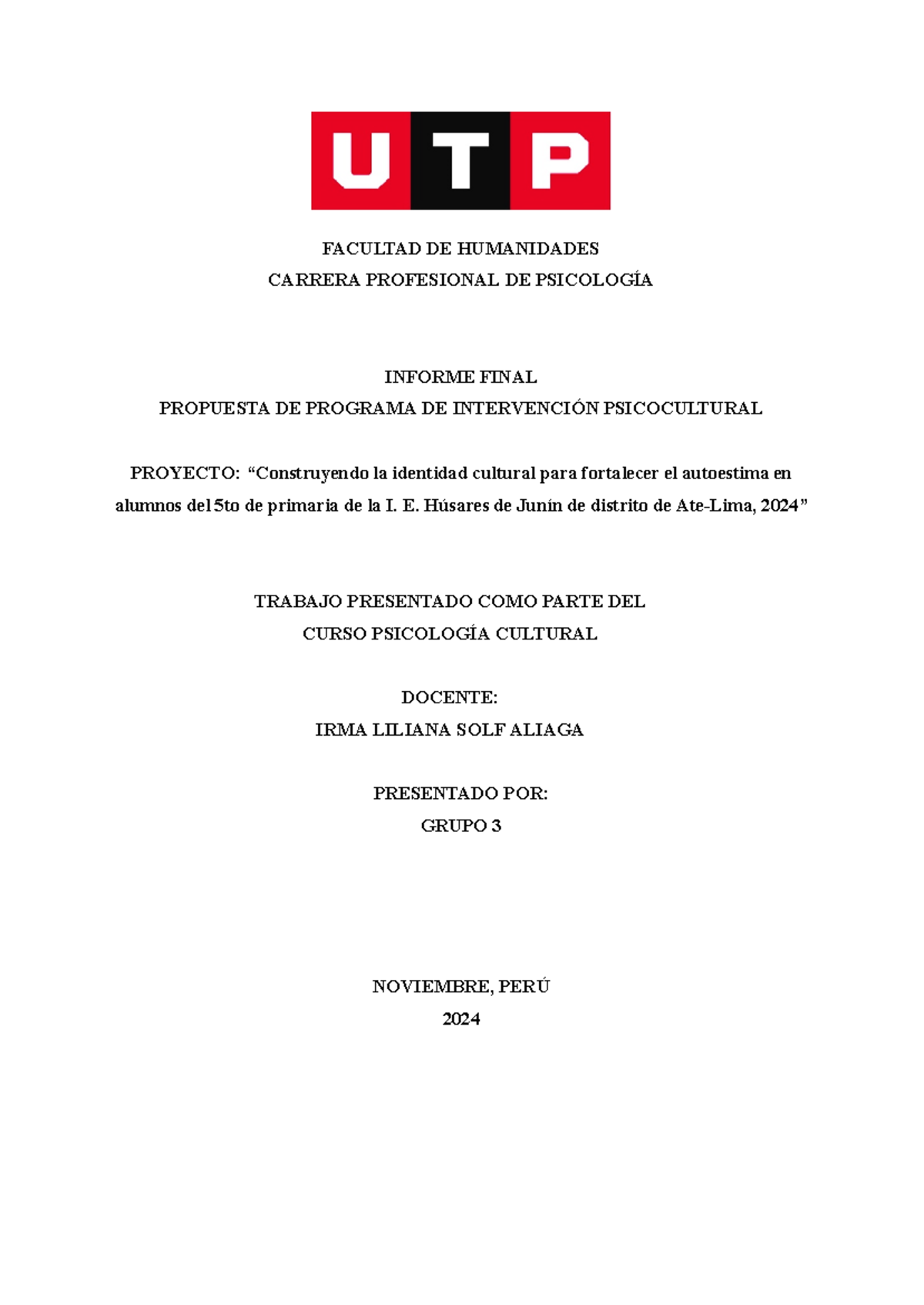 Programa de Intervención Psicocultural para Fortalecer Autoestima en ...