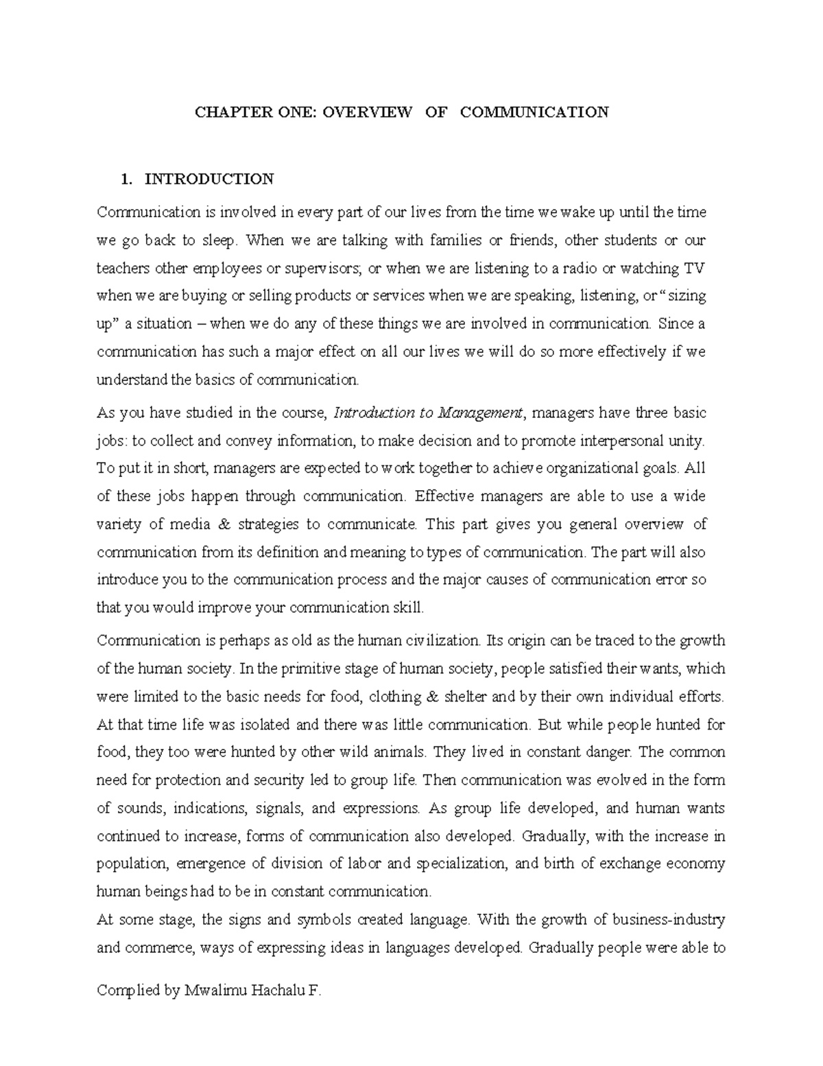 Chapter 1 - Overview of Communication in Business Context - Studocu