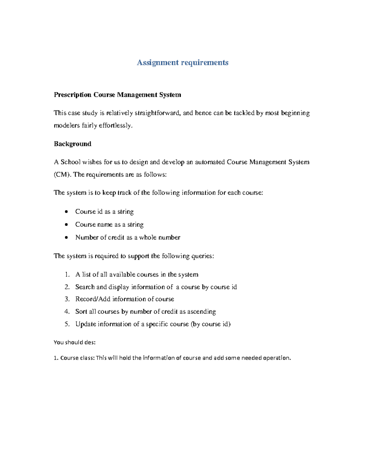 CM 101: Case Study on Course Management System Requirements - Studocu
