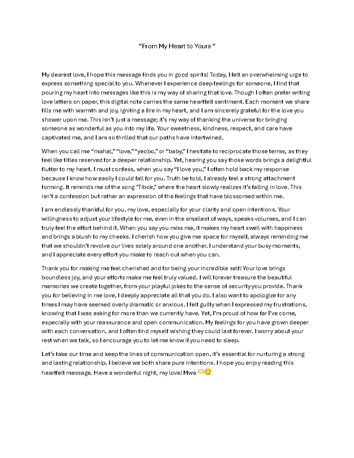 I love you - Iloveyou - “From My Heart to Yours “ My dearest love, I ...