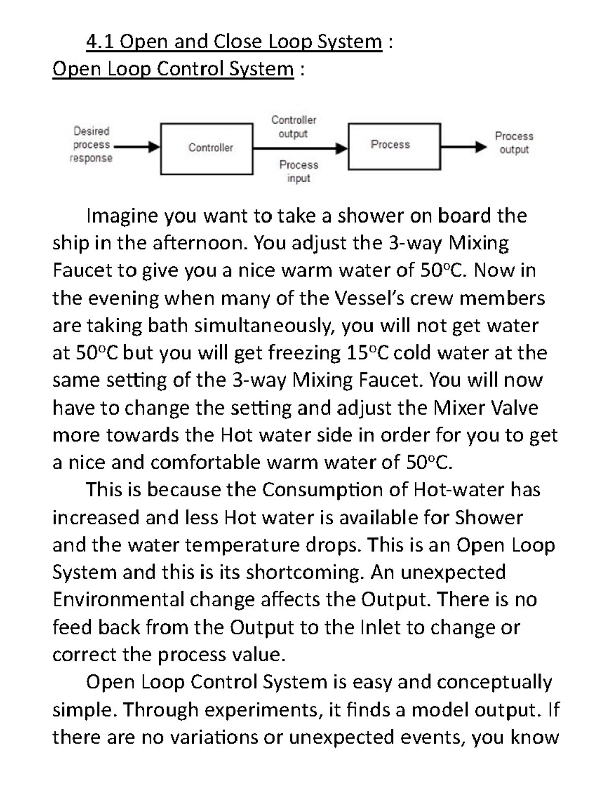4.1 Open and Closed Loop Control Systems: Concepts and Comparisons ...