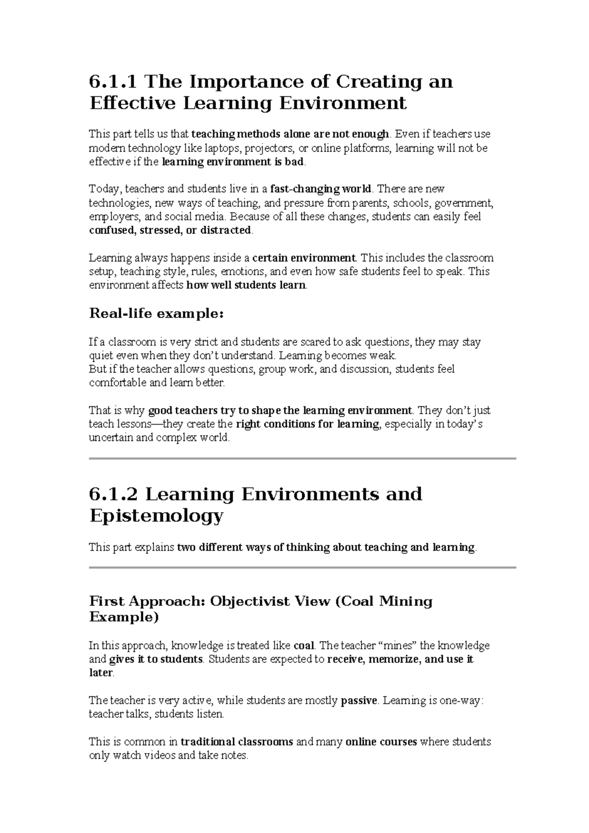 6.1.1 Creating Effective Learning Environments: Strategies & Insights ...