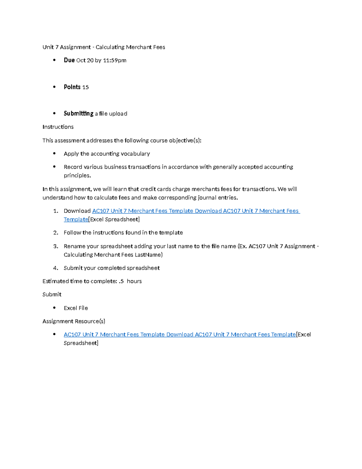 AC107 Unit 7 Assignment: Calculating Merchant Fees Analysis - Studocu