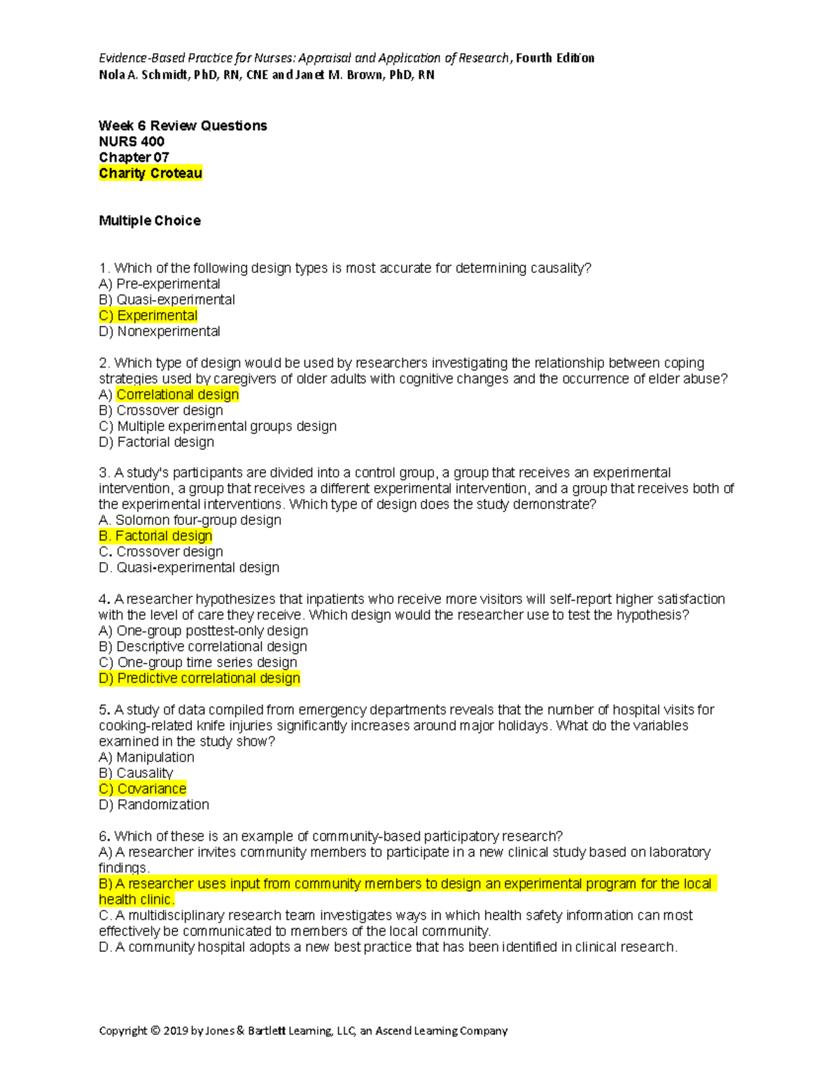 NURS 400 Chapter 7 Review Questions - Evidence-Based Practice - Studocu
