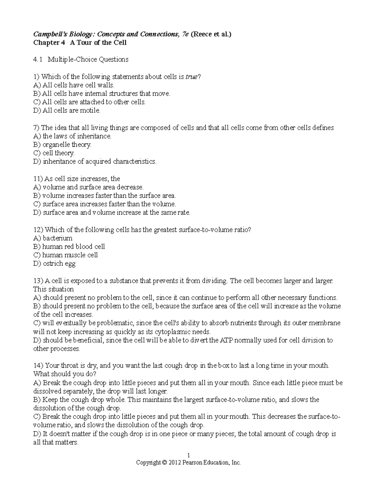 Chapter 4 - Overview of Cellular Structures and Functions - Studocu