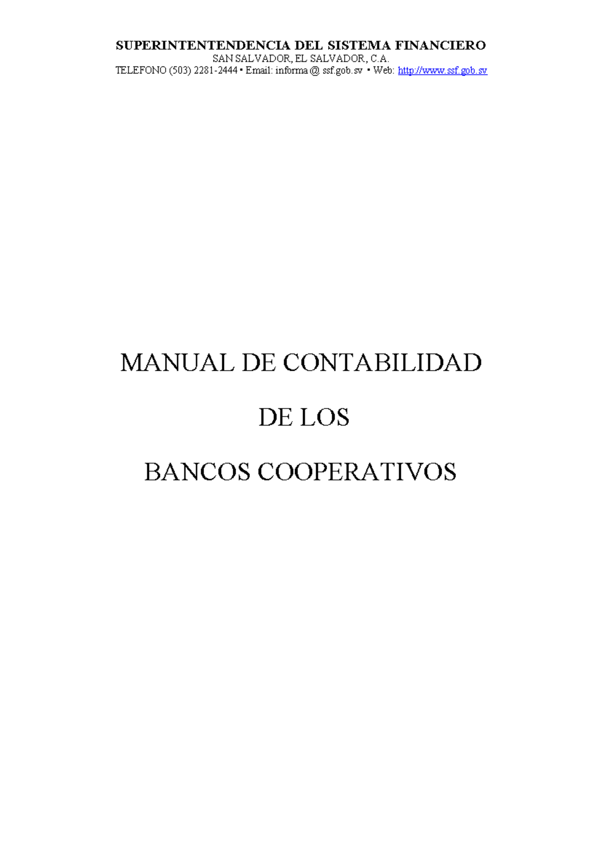 Manual de Contabilidad para Bancos Cooperativos - SSF - Studocu