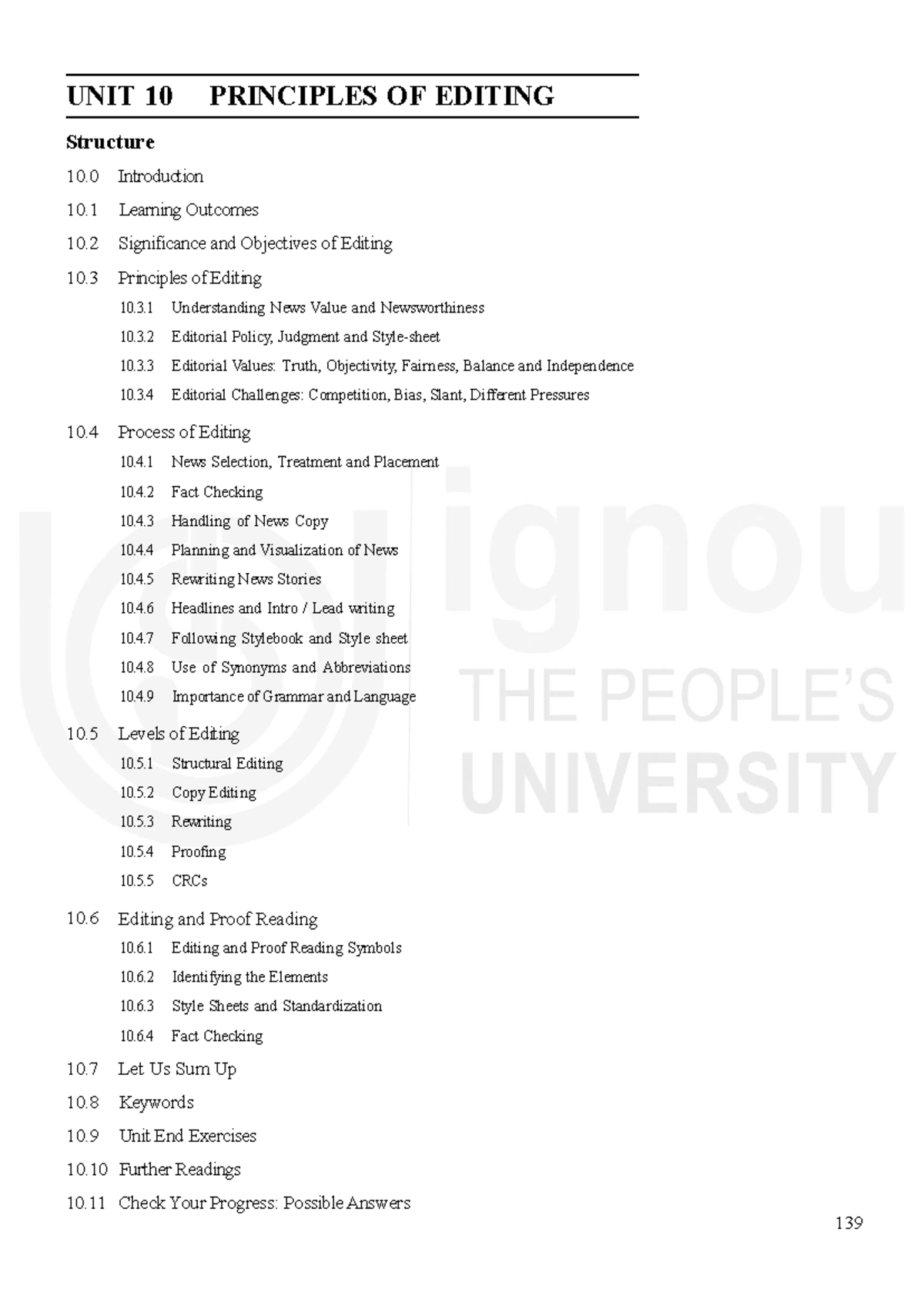 Unit 10 - Revision material - UNIT 10 PRINCIPLES OF EDITING Structure ...