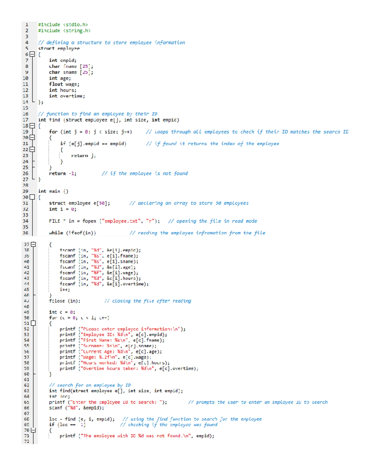 C Programming: Structures, Files & Linear Search Example - Studocu