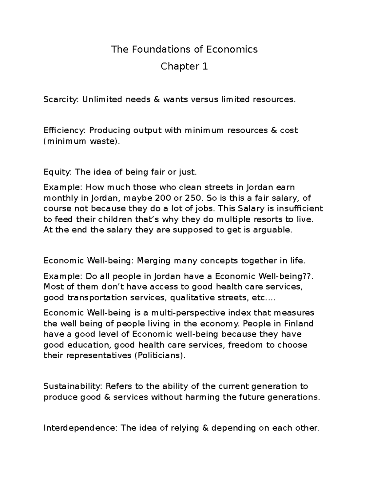 ECO 101: Chapter 1 - Foundations of Economics and Key Concepts - Studocu