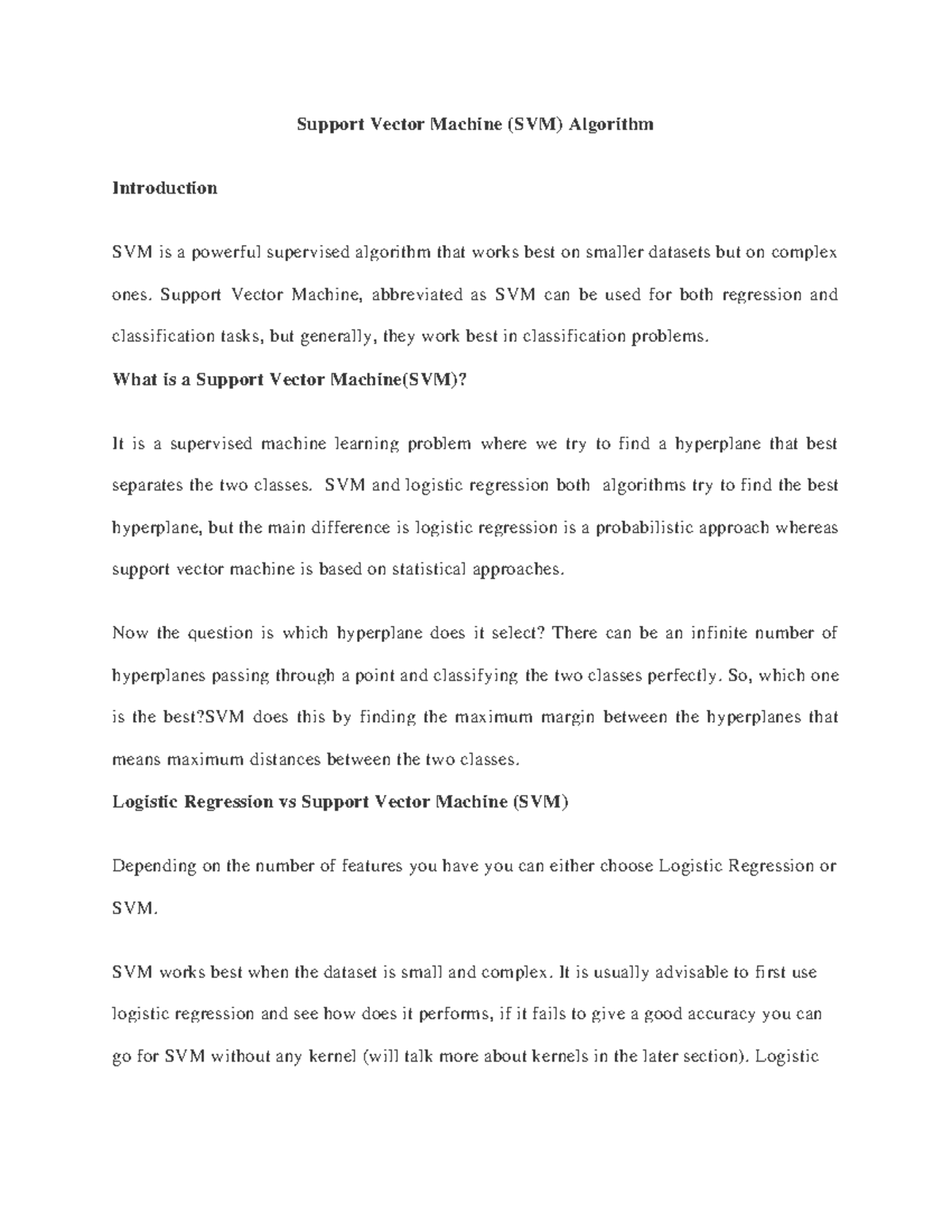 Support Vector Machine - Support Vector Machine, abbreviated as SVM can ...