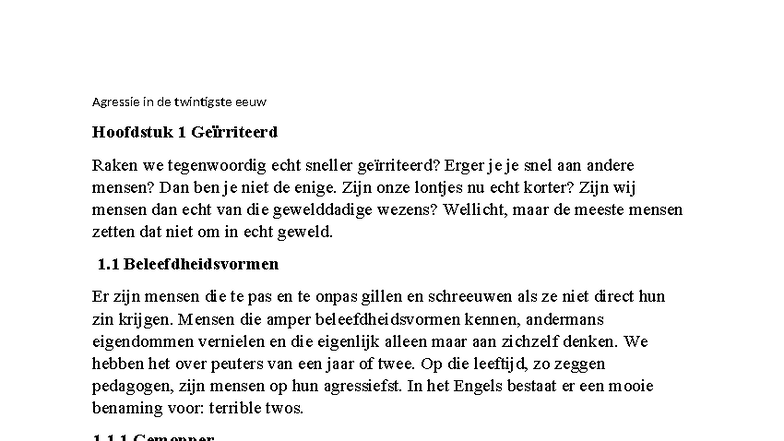Agressie in de 20ste eeuw - Agressie in de twintigste eeuw Hoofdstuk 1 ...