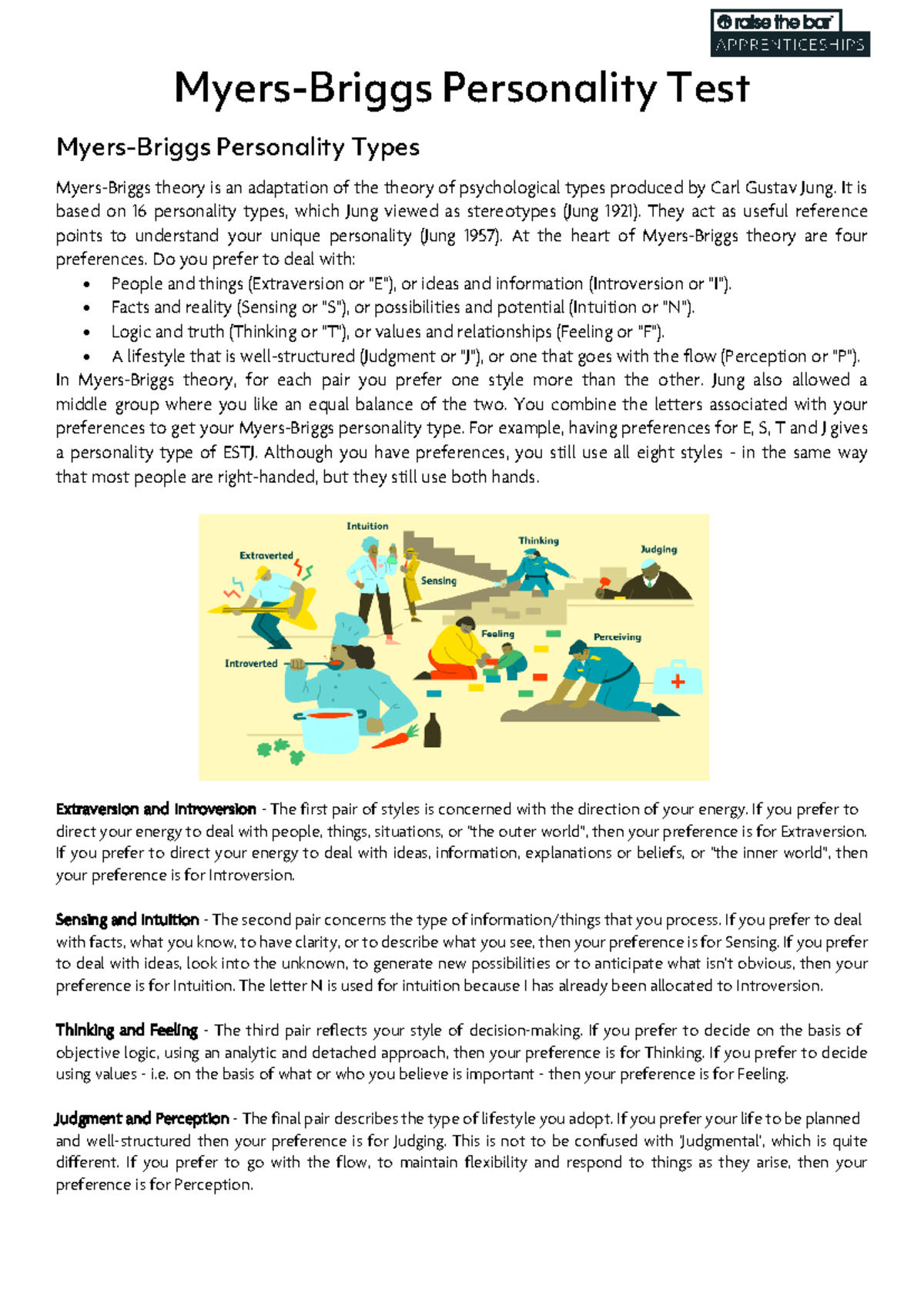 Myers-Briggs Personality Test Overview and Evaluation Guide - Studocu