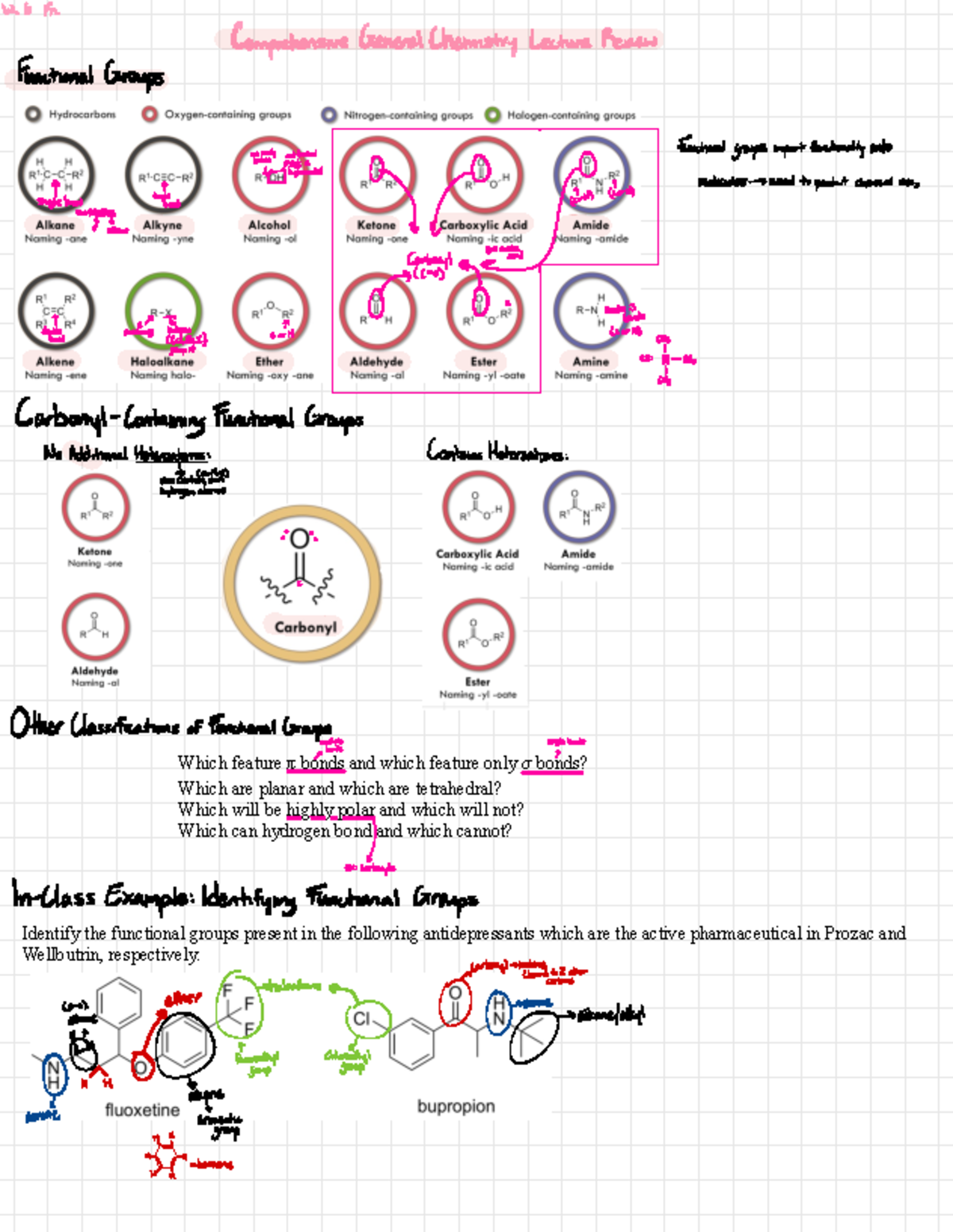 Chem 11300 W6 Fri - Intro to Organic Chemistry Functional Groups Notes ...
