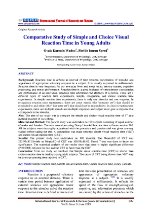 Comparison of Auditory vs. Visual Simple Reaction Times: Study Findings ...