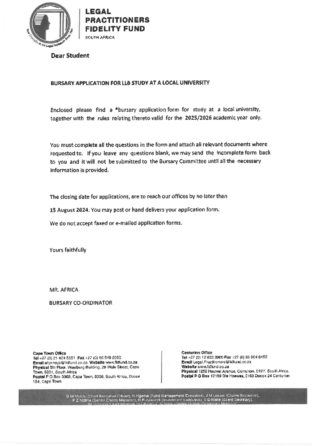 LPFF Bursary Application for LLB Study 2025-2026 Guidance - Studocu