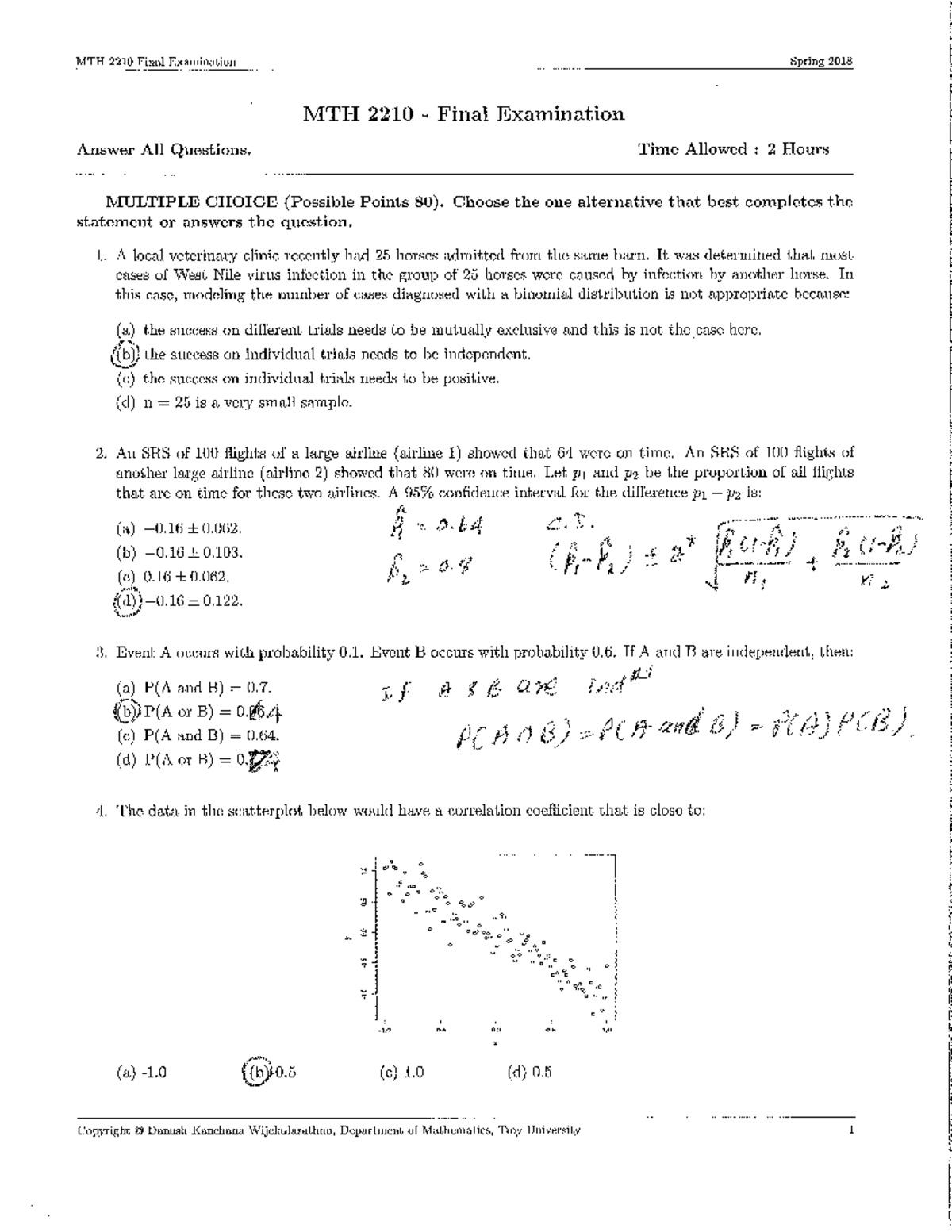 MTH 2210 Final Exam Solutions Spring 2018 - Studocu