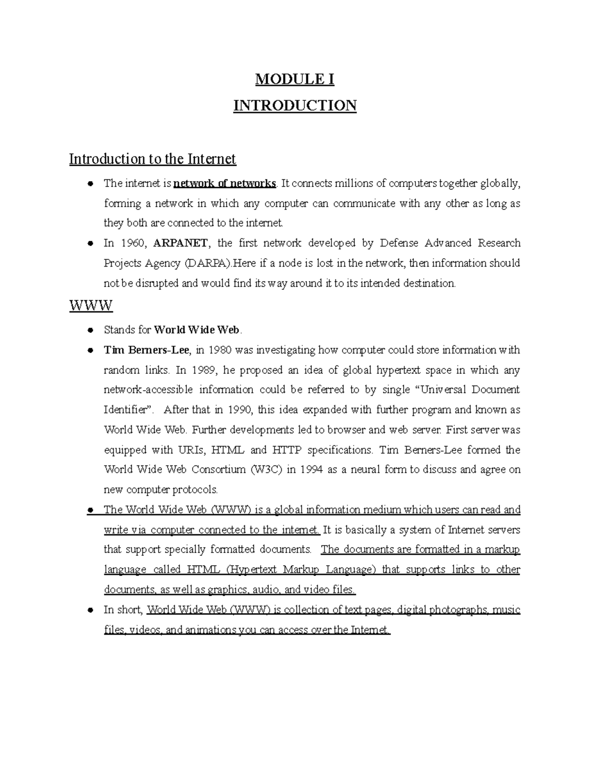 Web Technologies (CS101) Module 1: Introduction to Internet & HTML ...