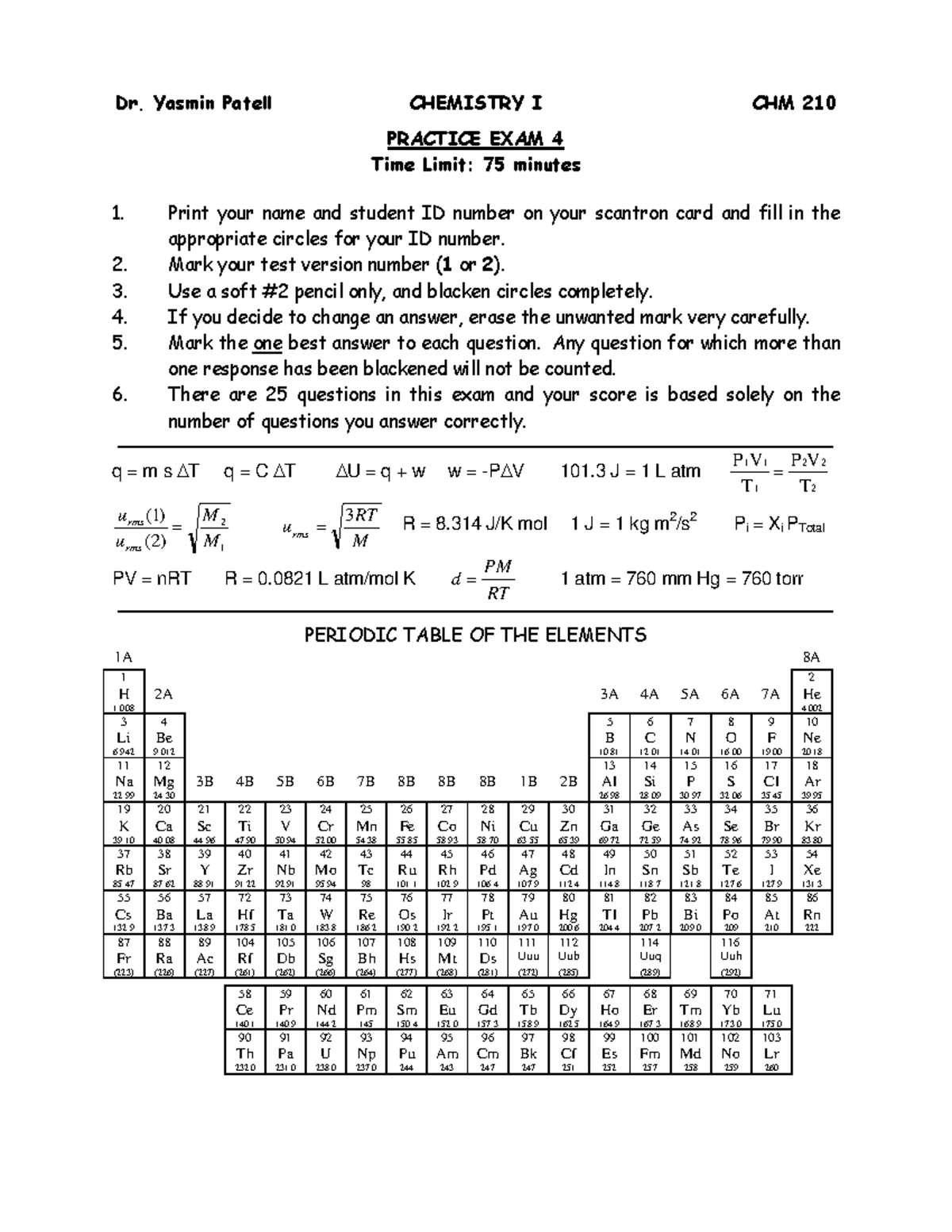 Midterm Exam Study Guide for CHM 210: Key Concepts & Practice Exams ...