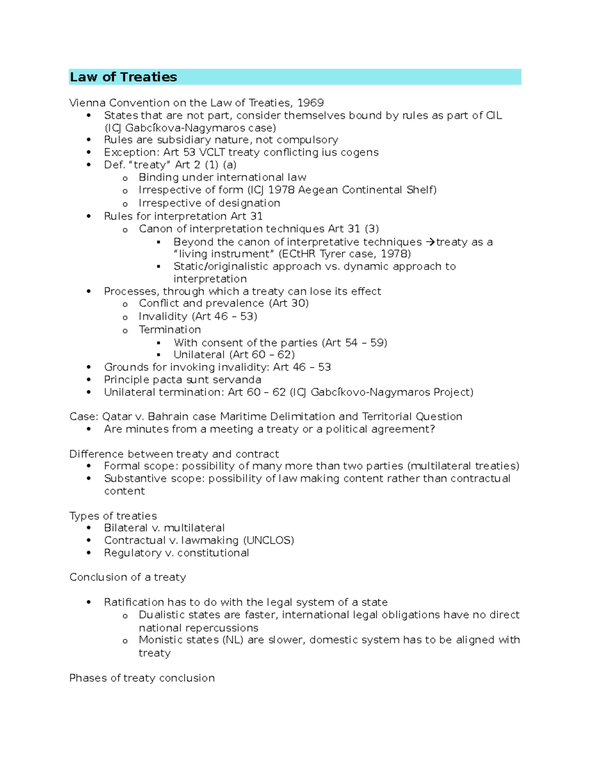 Summary P&F (IL 101) - Key Concepts in International Law Foundations -  Studeersnel