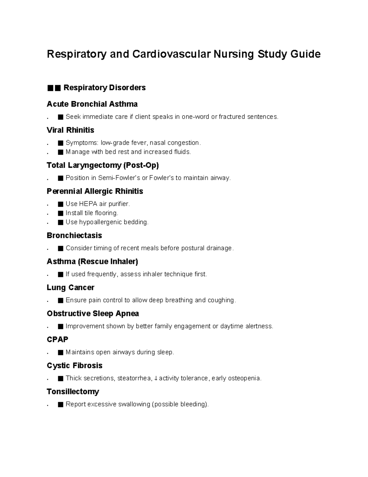 MDC3 Exam 2 Respiratory & Cardiovascular Study Guide - Studocu