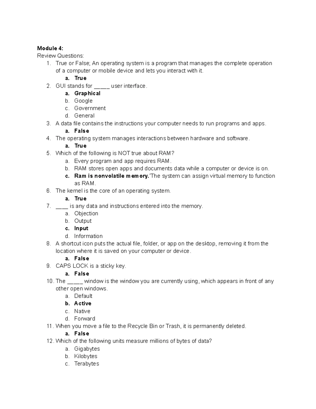 Computer Concepts - Module 1 Review Questions Answers + Key Terms ...