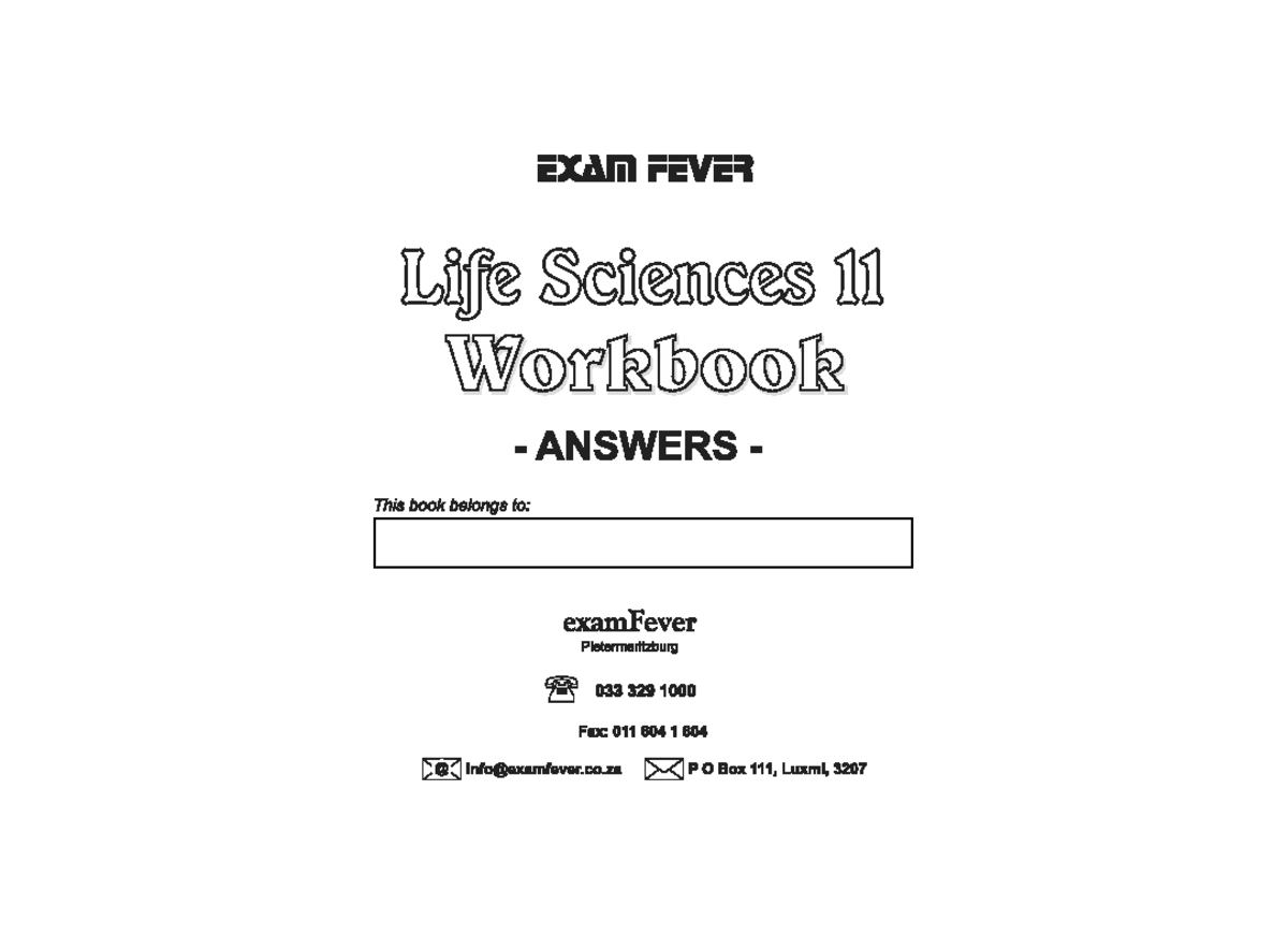 Life Sciences 11 - Comprehensive Exam Answers and Study Guide - Studocu