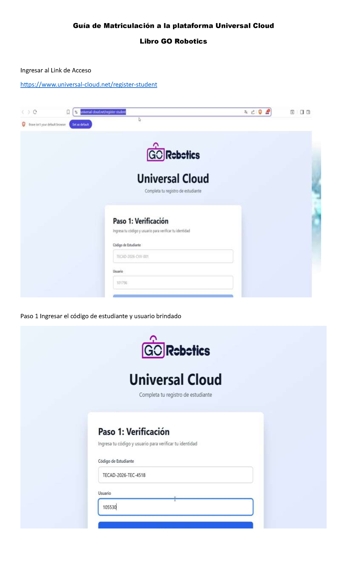 Guía de Matriculación a la Plataforma Universal Cloud (Tecnología ...