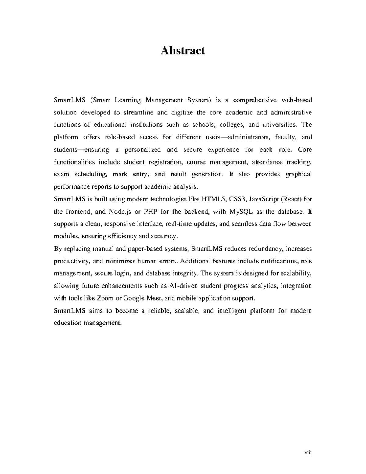 Final Abstract: SmartLMS - A Comprehensive Learning Management System ...