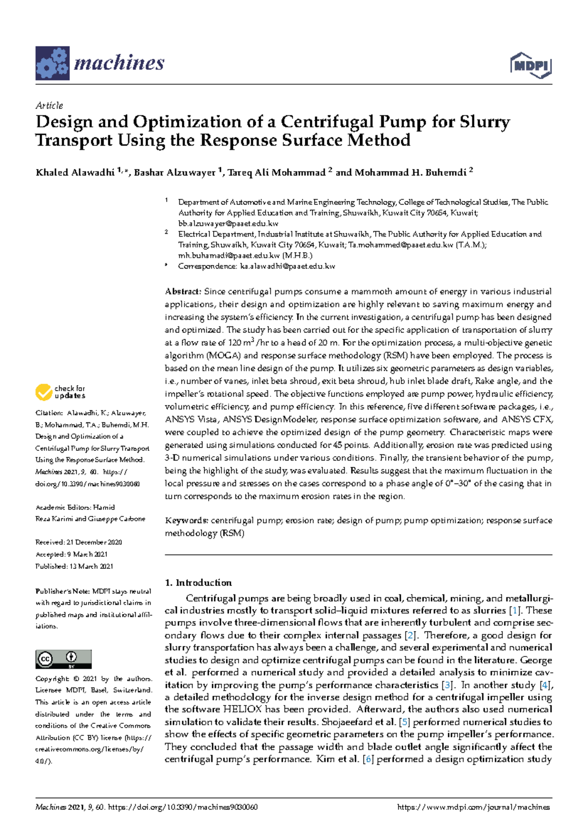 Design and Optimization of a Centrifugal Pump for Slurry Transport ...