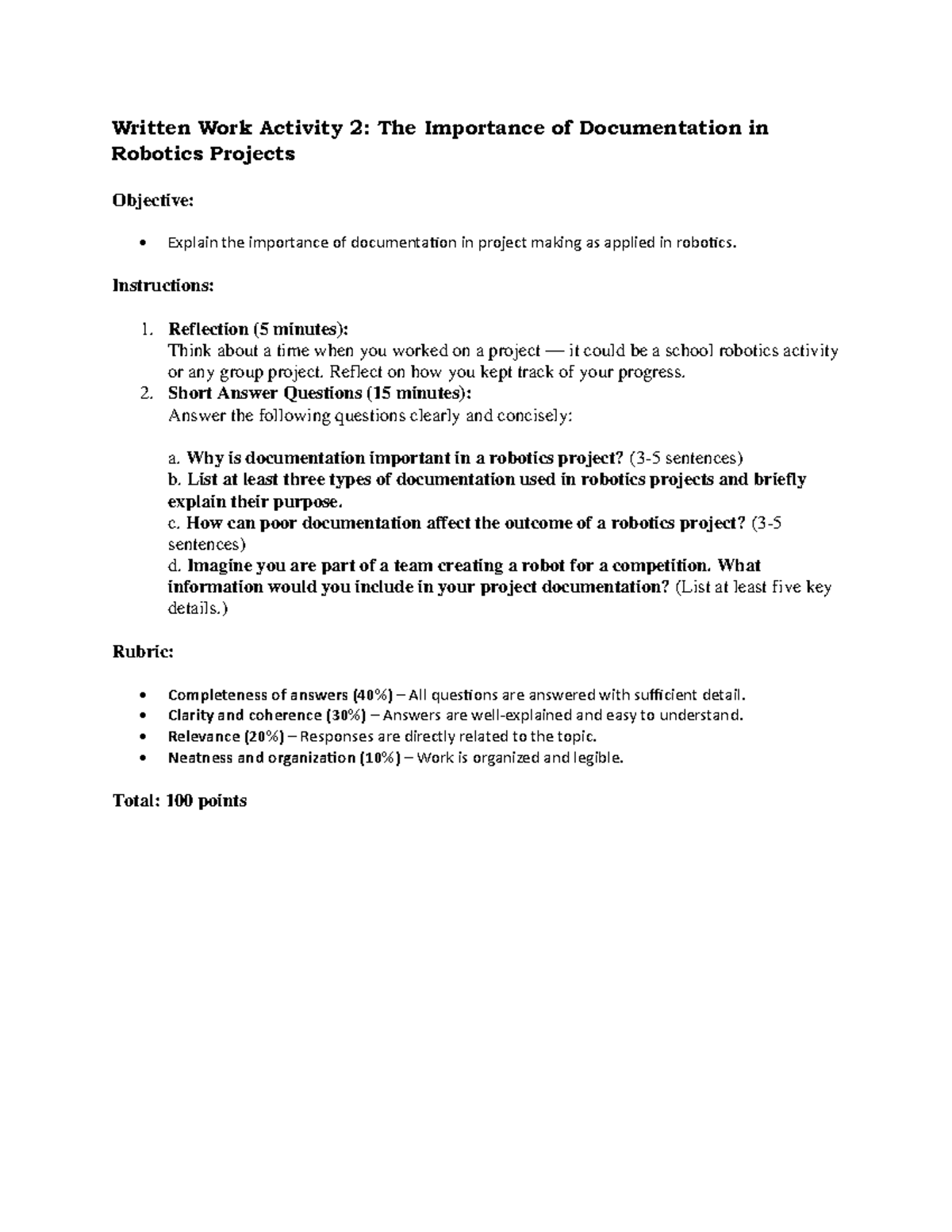 Written-Activity-2 - Okkk - Written Work Activity 2 : The Importance of ...