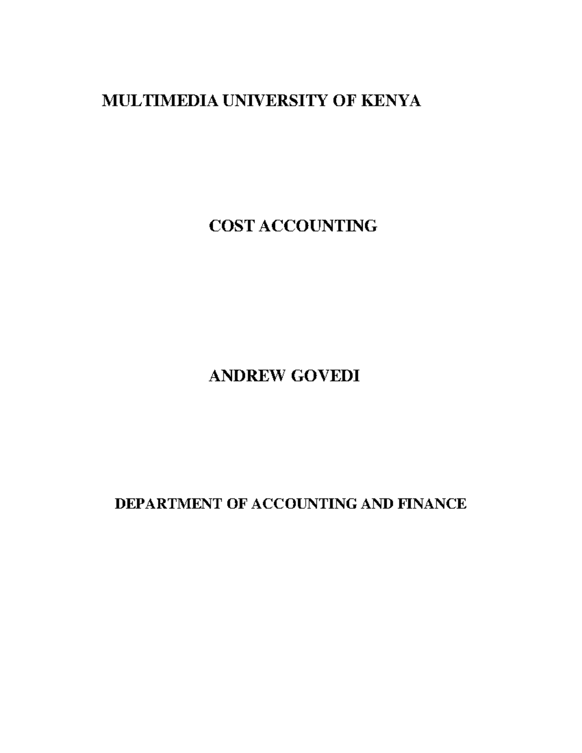 COST ACCOUNTING 101: Lesson Notes and Key Concepts - Studocu