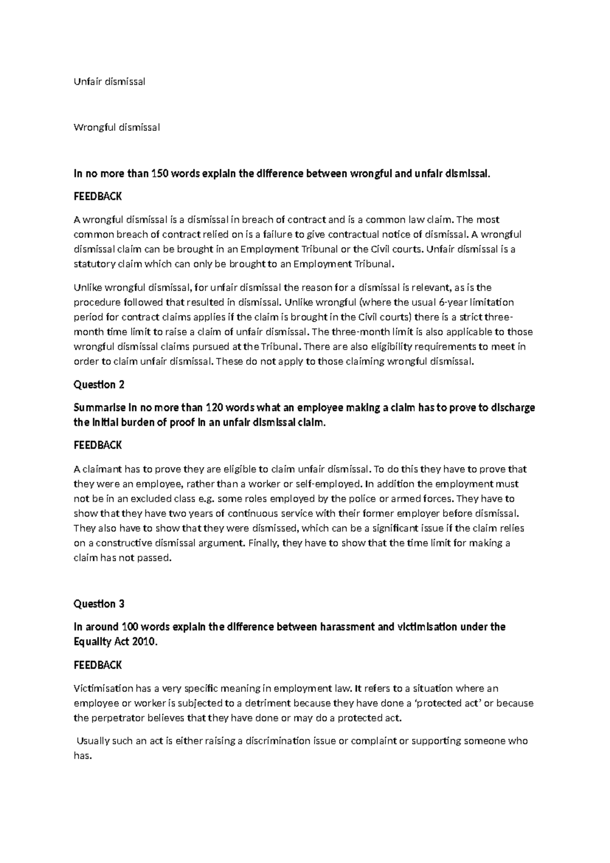 LLB Employment Law LG7: Understanding Dismissal Types and ...