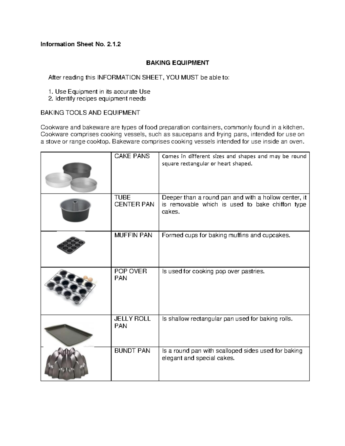 Baking Equipment Overview: Essential Tools and Their Uses - Studocu