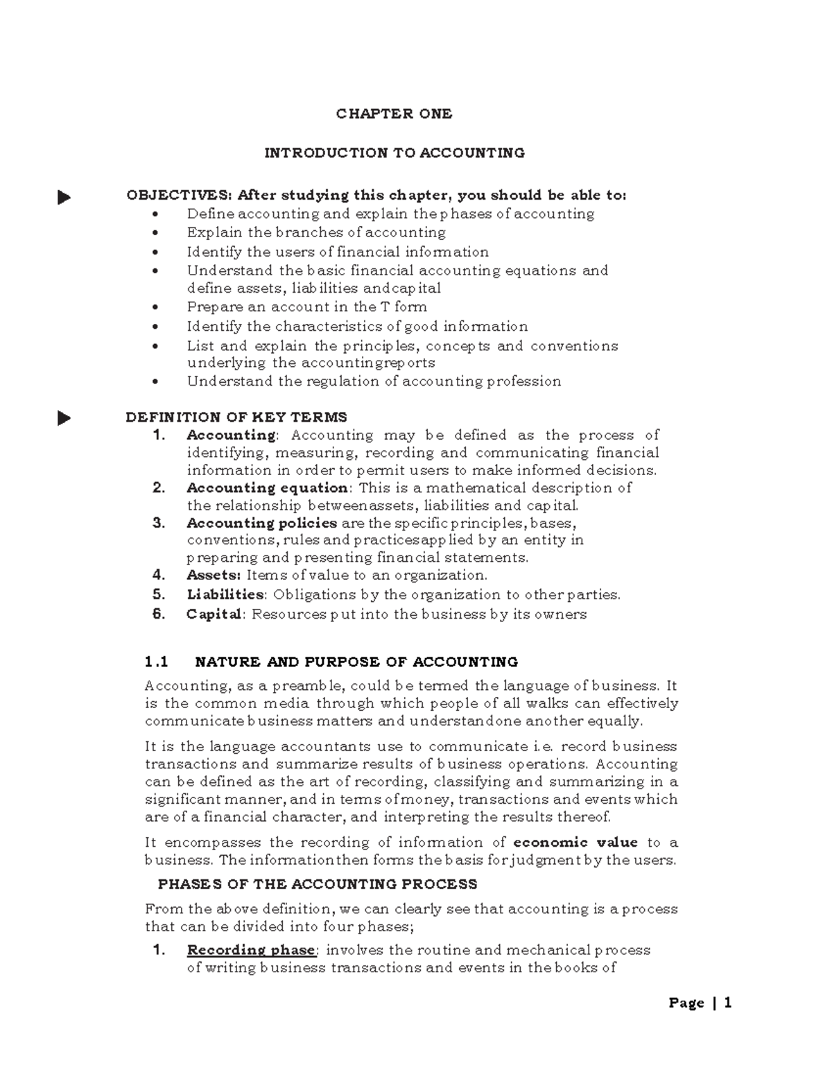 Chapter ONE Introduction TO Accounting II - CHAPTER ONE INTRODUCTION TO ...