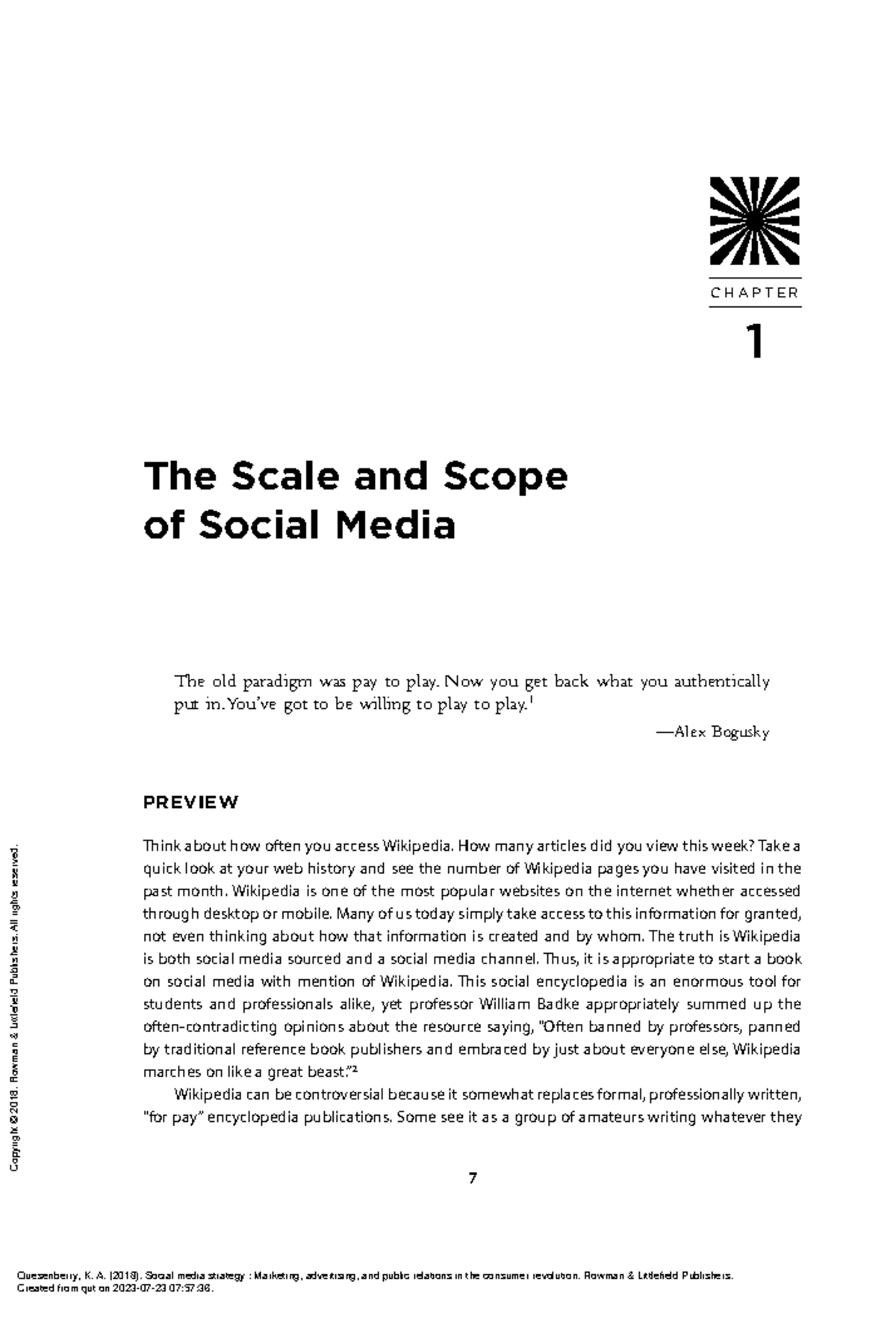 SOC 101: Week 1 Reading - The Scale and Scope of Social Media - Studocu