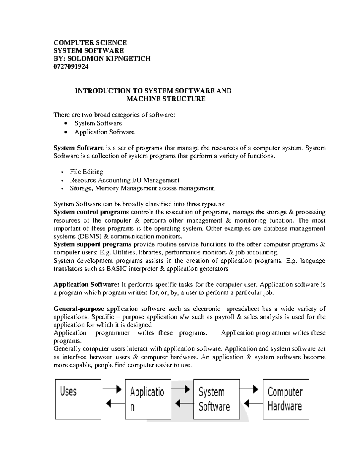Computer Science notes on System Softwar - COMPUTER SCIENCE SYSTEM ...